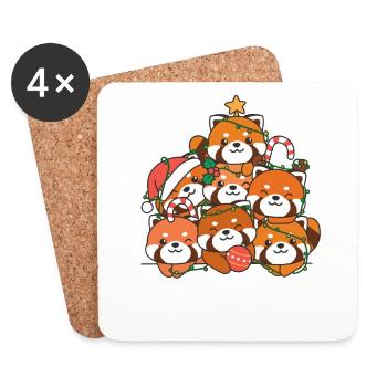 Roter Panda Weihnachtsbaum lustige Tier - Untersetzer (4er-Set) - Weiß - Vorne