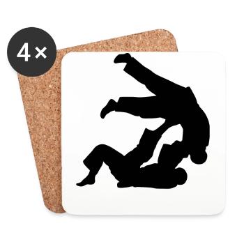 Jiu-Jitsu Brésilien BJJ - Dessous de verre (lot de 4) - blanc - Devant
