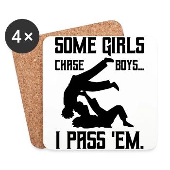 Jiu-jitsu Some Girls chase Boys I pass em - Coasters (set of 4) - white - Front