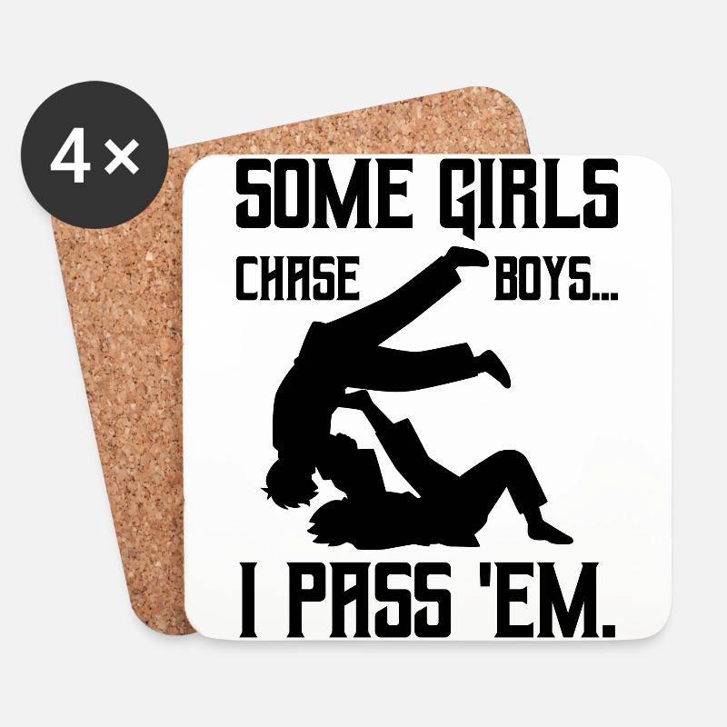 Jiu-jitsu Some Girls chase Boys I pass em - Untersetzer (4er-Set) - Weiß