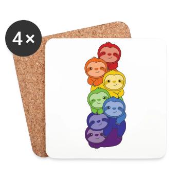 Regenbogen Faultier süße bunte Faultier für Kinder - Untersetzer (4er-Set) - Weiß - Vorne