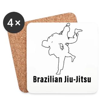 Jiu-Jitsu Brésilien BJJ - Dessous de verre (lot de 4) - blanc - Devant