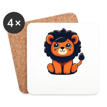 Lion Animaux mignons pour les enfants Lions - Dessous de verre (lot de 4) - blanc - Devant