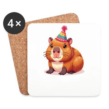 Capybara zum Geburtstag für Kinder ein Geschenk - Untersetzer (4er-Set) - Weiß - Vorne
