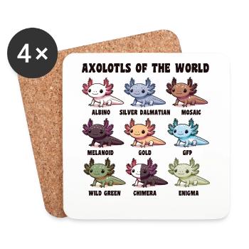 Axolotls aus der Welt süße Tiere Axolotl Arten - Untersetzer (4er-Set) - Weiß - Vorne