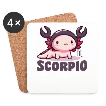 Axolotl als Sternzeichen Skorpion - Untersetzer (4er-Set) - Weiß - Vorne