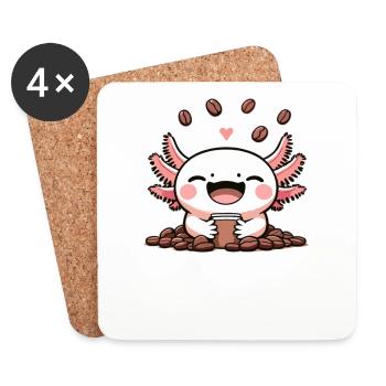 Axolotl Coffeelotl Coffee lovers süße Axolotls - Untersetzer (4er-Set) - Weiß - Vorne