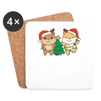 Hamster Noël Hiver Animaux Hamster - Dessous de verre (lot de 4) - blanc - Devant
