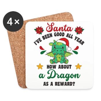 Je veux un dragon pour Noël doux dragons - Dessous de verre (lot de 4) - blanc - Devant