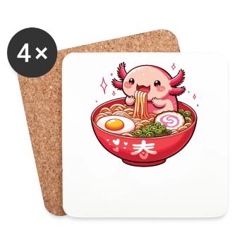 But first Ramen süße Axolotl isst Ramen - Untersetzer (4er-Set) - Weiß - Vorne