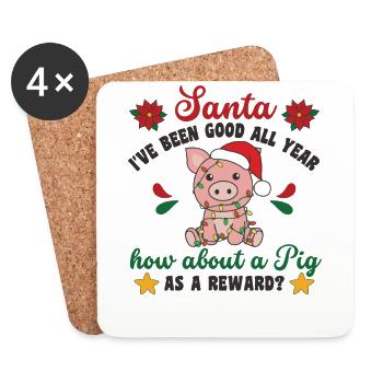 Ich will ein Schwein zu Weihnachten süße Schweine - Untersetzer (4er-Set) - Weiß - Vorne