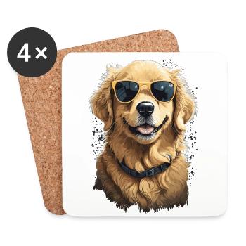 Cool Golden Retriever Dog Mom Style - Coasters (set of 4) - white - Front