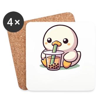 Kawaii Enten Bubble Tea Boba Ente - Untersetzer (4er-Set) - Weiß - Vorne