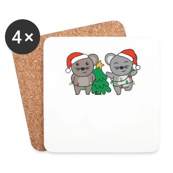 Souris, Noël, Hiver, Animaux, Souris - Dessous de verre (lot de 4) - blanc - Devant