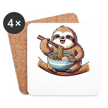 süße Faultier isst Ramen Nudeln Faultiere Ramen - Untersetzer (4er-Set) - Weiß - Vorne