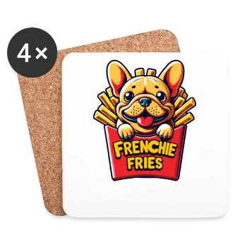 Frenchie Fries - Frites sucrées de bouledogue français - Dessous de verre (lot de 4) - blanc - Devant