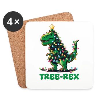 Tree-Rex Funny Dinosaur Pun T-Rex - Coasters (set of 4) - white - Front