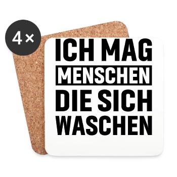 Ich mag Menschen die sich Waschen - Untersetzer (4er-Set) - Weiß - Vorne