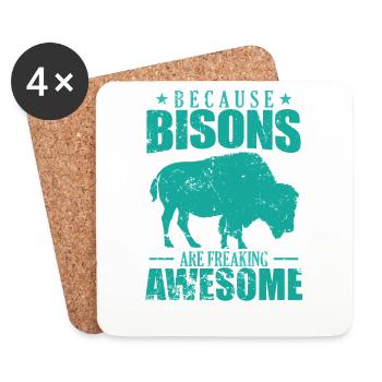 Because Bisons are Freaking Awesome Tier - Untersetzer (4er-Set) - Weiß - Vorne