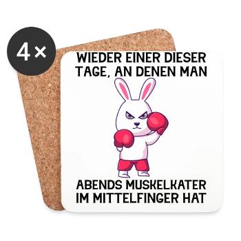Lustiger Spruch Mittelfinger Boxen - Untersetzer (4er-Set) - Weiß - Vorne
