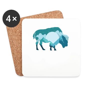 Bison Büffel Wildtier - Untersetzer (4er-Set) - Weiß - Vorne