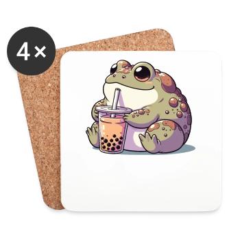 Kawaii Toads Bubble Tea Boba Toad - Coasters (set of 4) - white - Front
