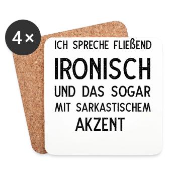 Ich spreche fließend ironisch - Untersetzer (4er-Set) - Weiß - Vorne