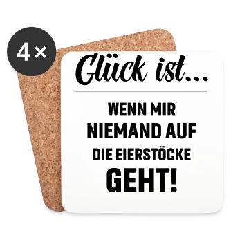 Glück ist wenn mir niemand auf die Eierstöcke geht - Untersetzer (4er-Set) - Weiß - Vorne