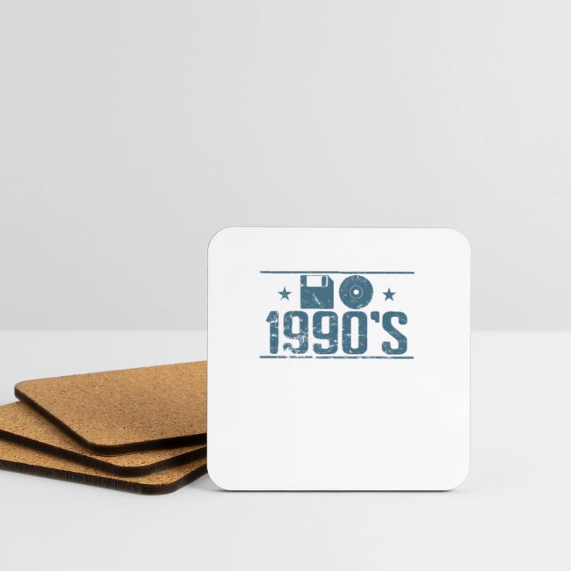 Floppy disk e modulo di memoria retrò CD degli anni '90 Sottobicchieri (set da 4 pezzi)