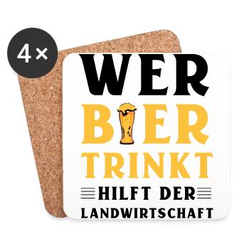 Wer Bier trinkt hilft der Landwirtschaft - Untersetzer (4er-Set) - Weiß - Vorne