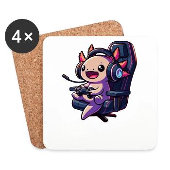 Gamesolotl Jeu de mots drôle d’axolotl pour les joueurs - Dessous de verre (lot de 4) - blanc - Devant