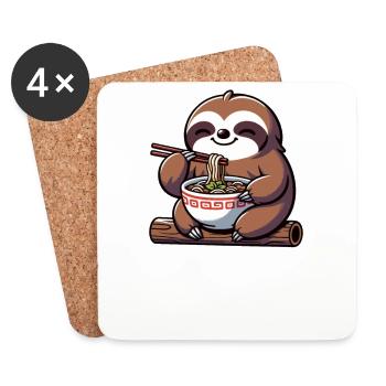 süße Faultier isst Ramen Nudeln Faultiere Ramen - Untersetzer (4er-Set) - Weiß - Vorne