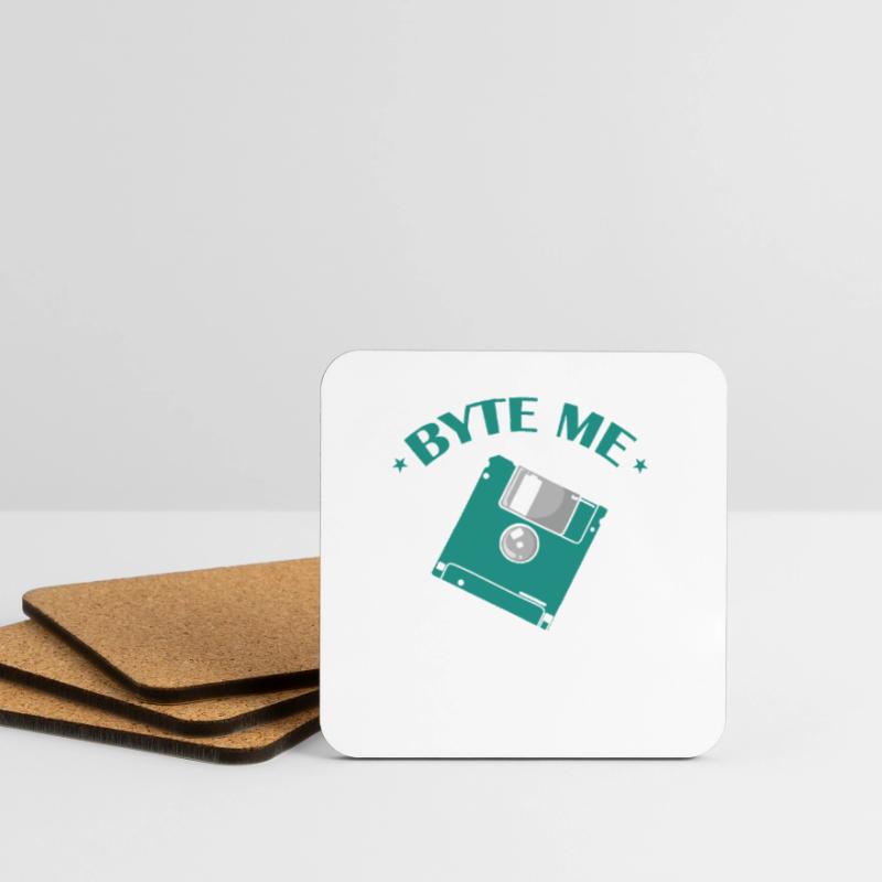 Byte me Floppy Disk Floppy Disk Retro Memory Module Coasters (set of 4)