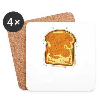 Pain grillé Pâte Produits de boulangerie - Dessous de verre (lot de 4) - blanc - Devant