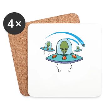 Étoile filante avec ciel extraterrestre - Dessous de verre (lot de 4) - blanc - Devant