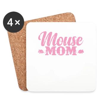 Mouse Mom Rodent Cheese Mammal - Coasters (set of 4) - white - Front