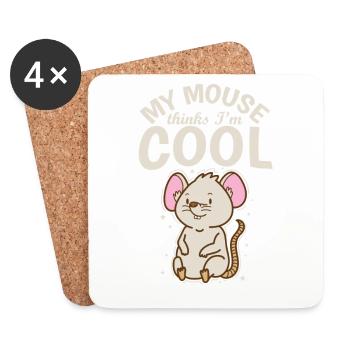 My Mouse thinks I’m cool Nagetier Käse - Untersetzer (4er-Set) - Weiß - Vorne