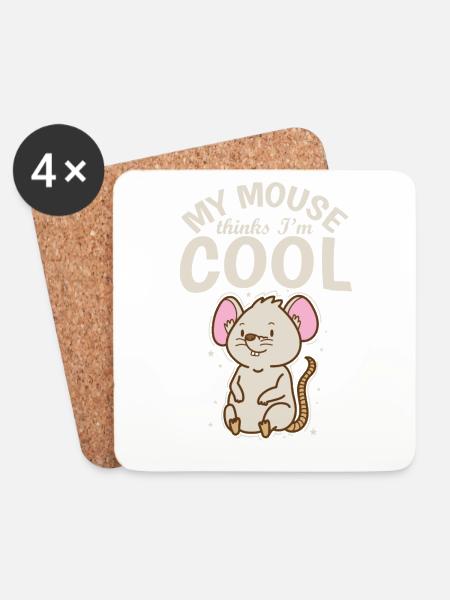 My Mouse thinks I’m cool Nagetier Käse - Untersetzer (4er-Set) - Weiß