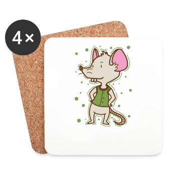 Mouse, Nature, Cheese, Pet, Mammal - Coasters (set of 4) - white - Front