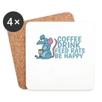 Coffee Drink Feed Rats be Happy Rodent - Coasters (set of 4) - white - Front
