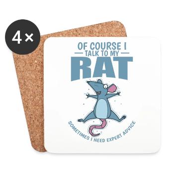 Ok Course I talk to my Rat Nagetier - Untersetzer (4er-Set) - Weiß - Vorne