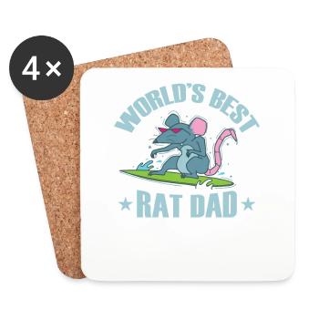 Le meilleur rongeur Rat Dad au monde - Dessous de verre (lot de 4) - blanc - Devant