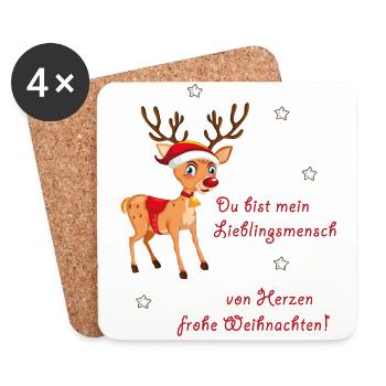 Lieblingsmensch Weihnachten Rentier - Untersetzer (4er-Set) - Weiß - Vorne