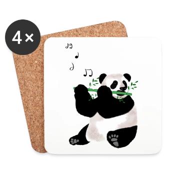 Panda Playing the Flute - Coasters (set of 4) - white - Front