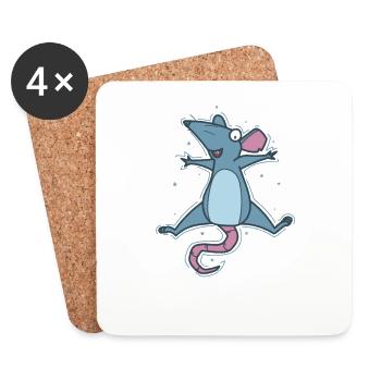 Le rat se réjouit de l’animal de compagnie des rongeurs - Dessous de verre (lot de 4) - blanc - Devant