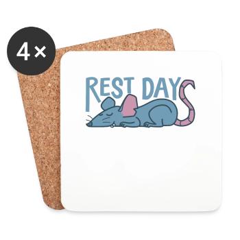 Rest Day Rat Sleeps Nature Rodent - Coasters (set of 4) - white - Front