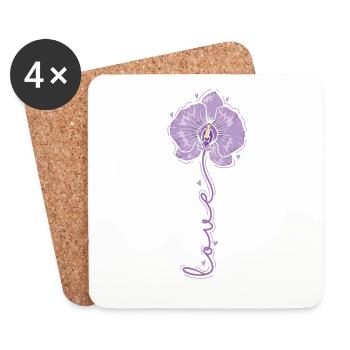 Fleur d’orchidée d’amour - Dessous de verre (lot de 4) - blanc - Devant
