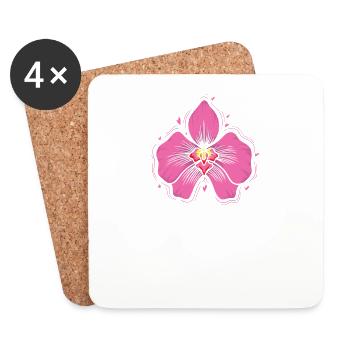 Orchid Botany Flower Plant - Coasters (set of 4) - white - Front