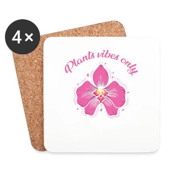 Plants vibes only Orchid Flower Plant - Coasters (set of 4) - white - Front