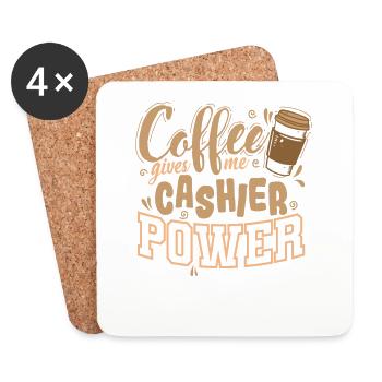Coffee Gives Me Cashier Power Seller - Coasters (set of 4) - white - Front